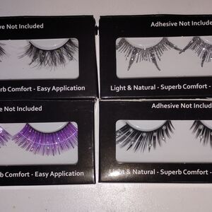 False Eyelashes Set - Black, Silver, Purple